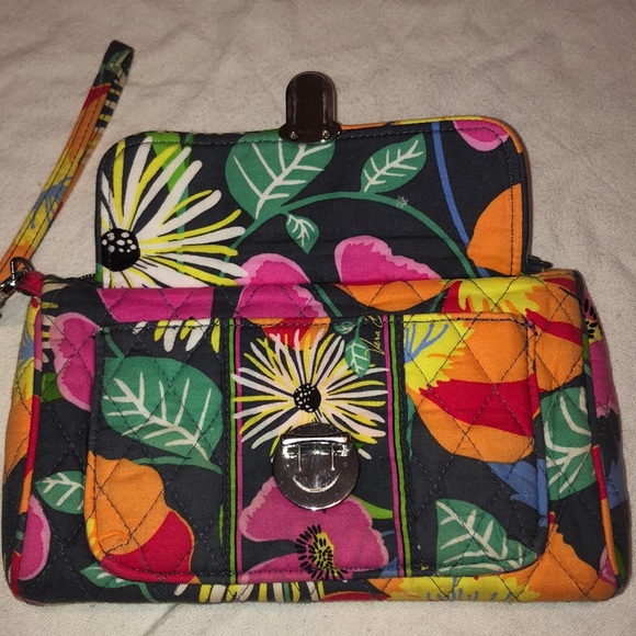 Vera Bradley Jazzy Blooms Push Lock Wristlet - Picture 3 of 5